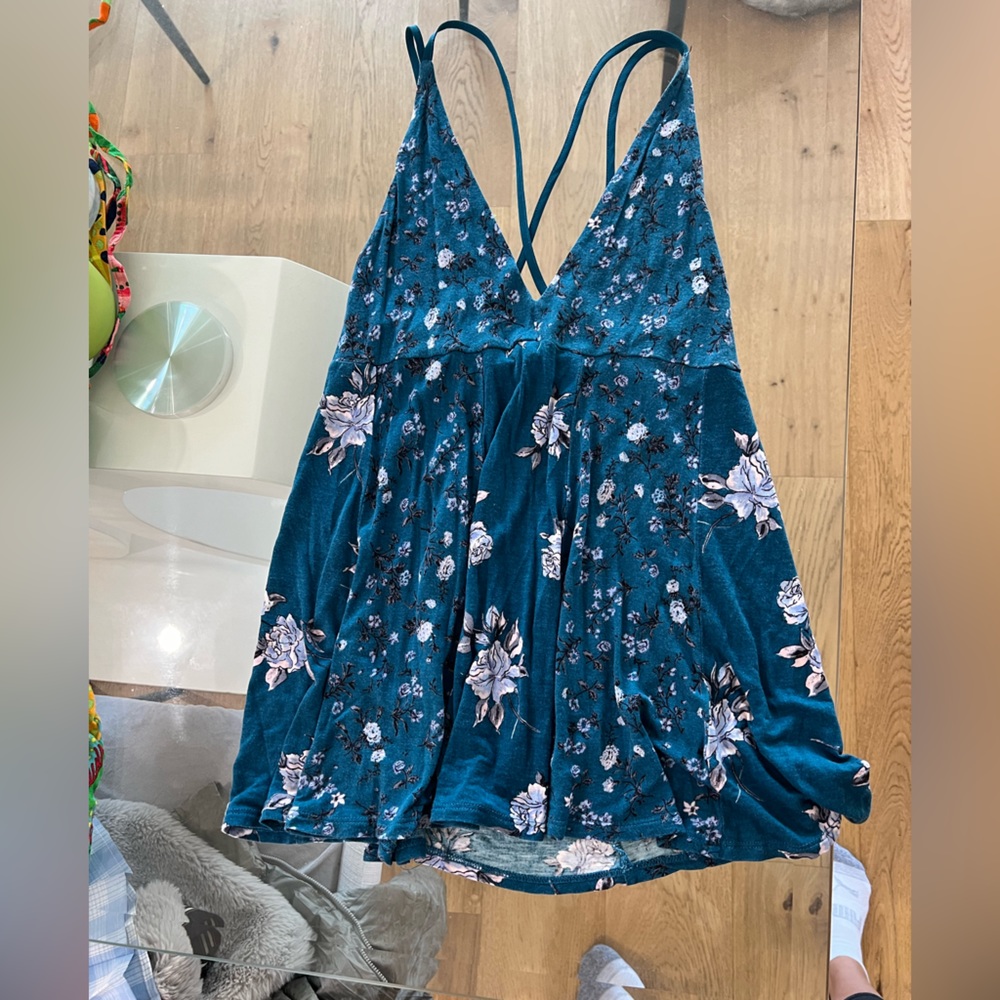 Blue Floral Tank - Urban Outfitters